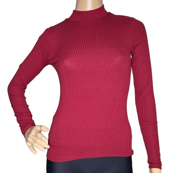 Planet Gold mock neck red knit top, NWT, XS - Picture 1 of 5